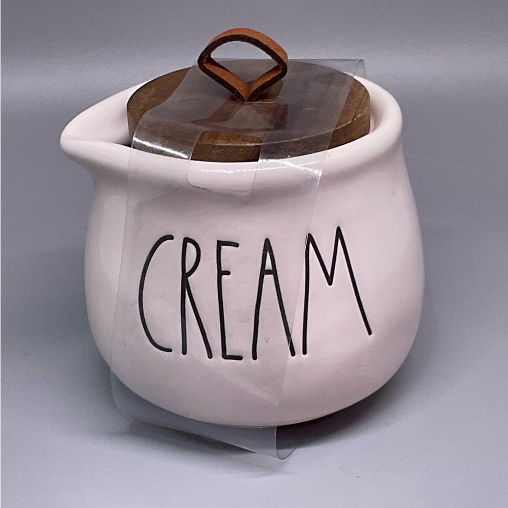 Rae Dunn White and Brown Ceramic Cream Jar